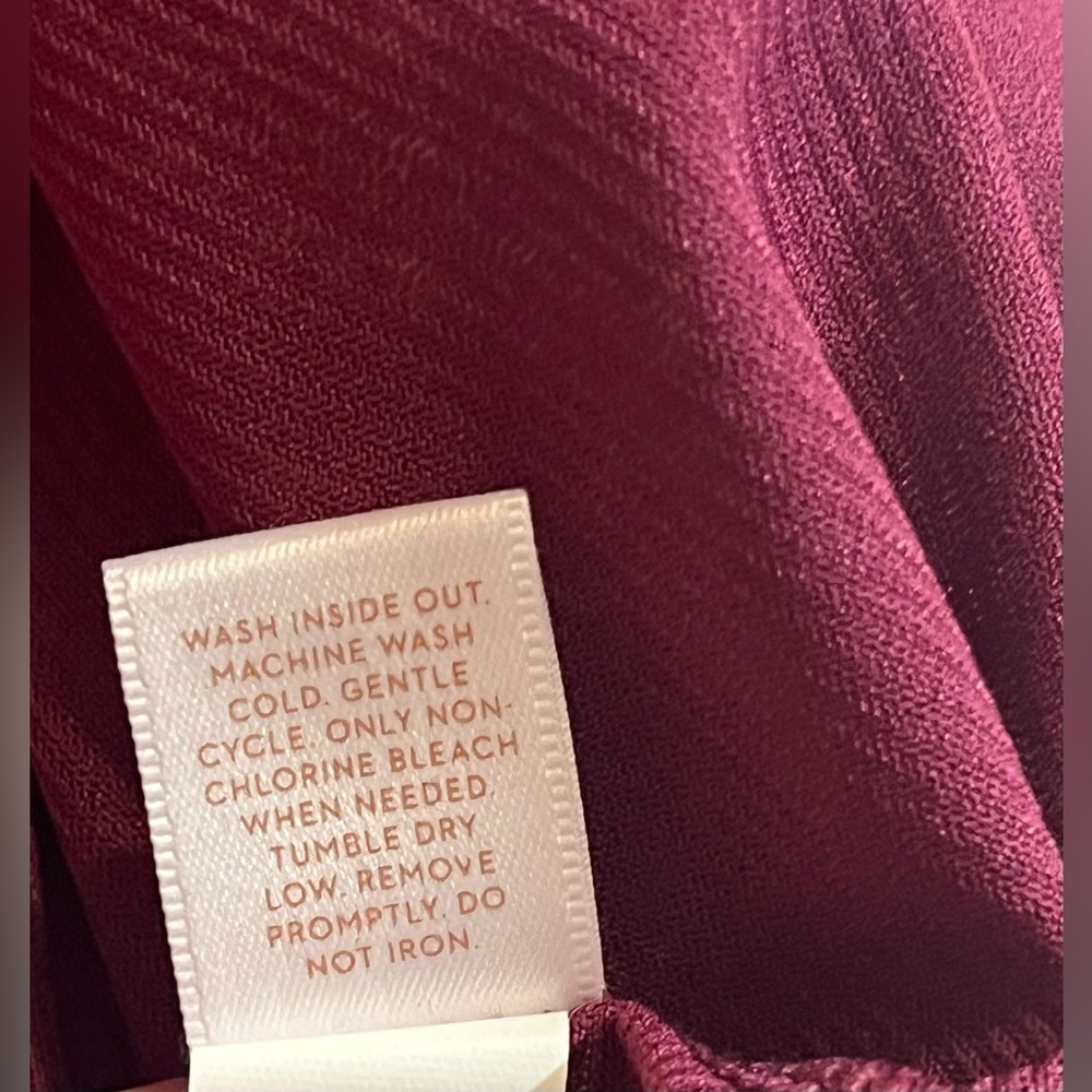 Lauren Conrad Women’s Maroon Midi Dress with Knot Sleeve Size Medium - Picture 15 of 16